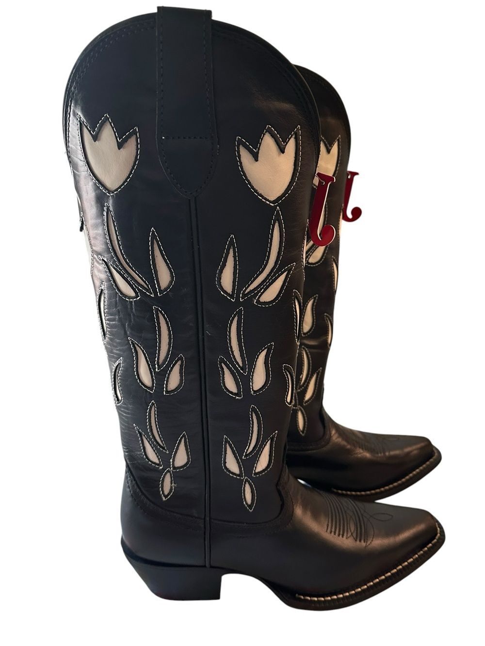 Justin May VN4455 Black Cowhide Western Cowgirl Boots Women’s 7.5 B Tall NWT